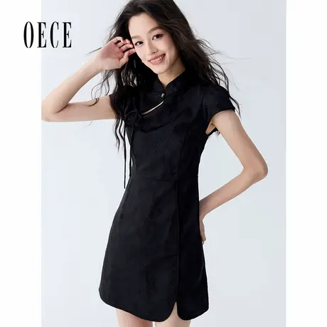 Oece新中式连衣裙春夏季新款女装改良国潮短款旗袍复古礼服裙子图片