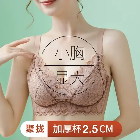 内衣女夏季小胸聚拢显大收副乳无钢圈文胸无痕调整型蕾丝性感胸罩图片
