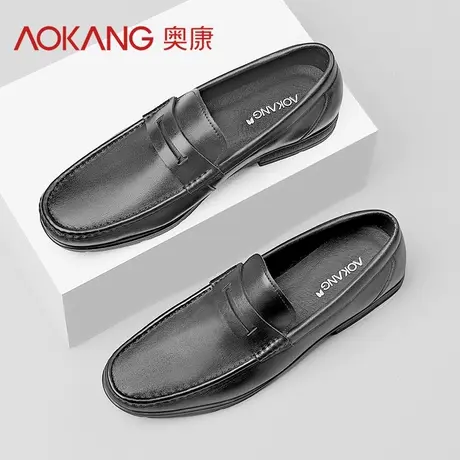 奥康皮鞋男2024年新款春季英伦风休闲乐福豆豆鞋懒人一脚蹬鞋子男图片
