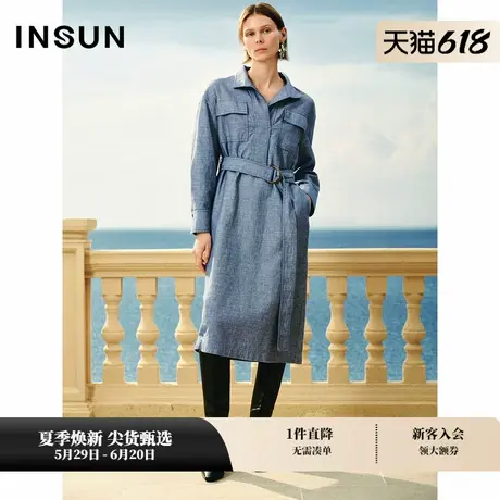 INSUN恩裳春老钱风棉麻休闲衬衫连衣裙图片