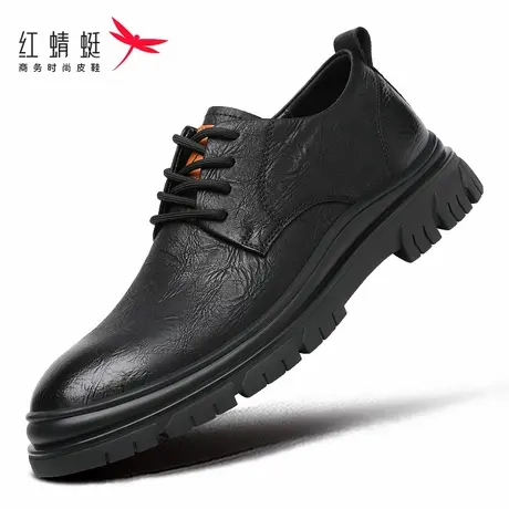 红蜻蜓男鞋男士休闲皮鞋男款2024新款真皮英伦风年轻人工装小皮鞋图片