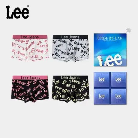 Lee棉感印花字母LOGO亲肤透气7A抑菌高弹无痕中腰男款平角内裤图片