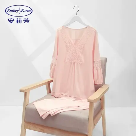 MF9安莉芳春夏女棉质睡衣套装宫廷风蕾丝边套头家居服图片