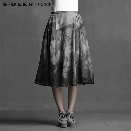 S&middot;DEER＼CONCEPT【新品】圣迪奥女肌理感印花细麻长裙5281108图片