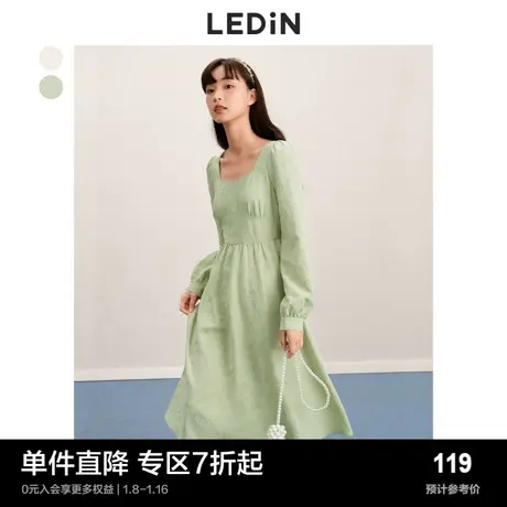 乐町甜美收腰连衣裙春季女白色奶系穿搭法式碎花优雅裙子图片