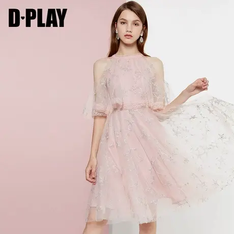 DPLAY德帕拉夏新品欧美挂脖领挖肩星星亮丝超仙甜美连衣裙图片