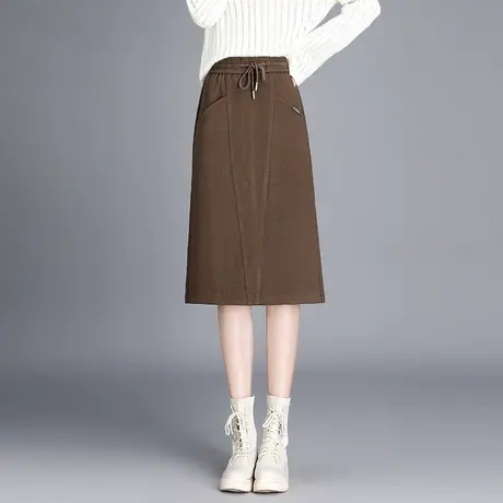显瘦a字包臀裙女秋季2023新款松紧腰半身裙中长百搭休闲裙一步裙图片