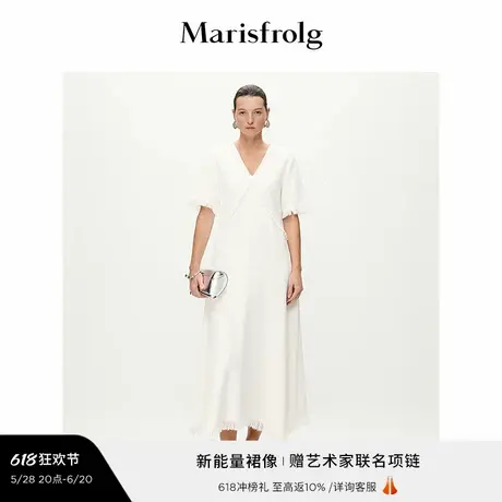 【艺术家灵感】Marisfrolg玛丝菲尔2025春新款气质v领收腰连衣裙图片