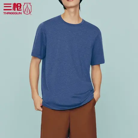 三枪短袖男中老年T恤夏水柔棉圆领短袖男士爸爸汗衫中年宽松23033图片