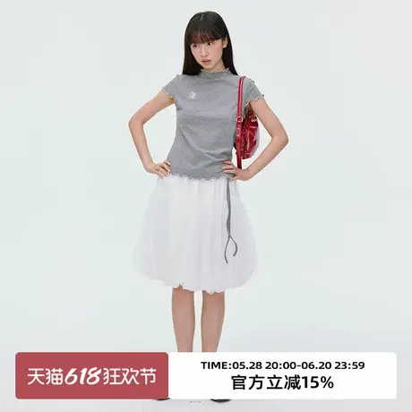 omont蛋挞家复古白色网纱花苞半身裙2025夏高腰显瘦仙女蓬蓬裙子图片