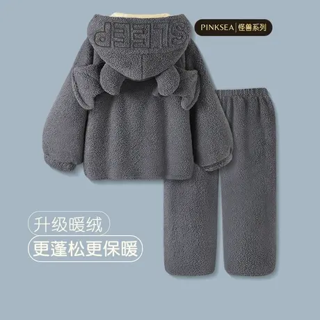 Pinksea睡衣女冬季加厚珊瑚绒保暖套装可爱新款大码秋冬款家居服图片