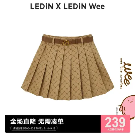 【Wee联名系列】乐町老花百褶裙春夏短裙学院风半身裙C1GEC4302图片