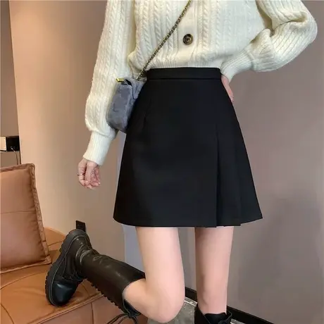 辣妹黑百褶裙女高腰显瘦春秋冬2024新款超火半身裙夏jk短裙a字裙图片
