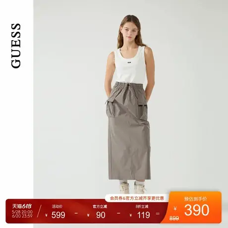 GUESS25年新款春季女士潮流大口袋工装梭织半身长裙-Q5PD56W55R0图片