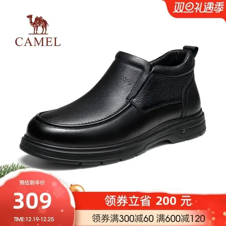 骆驼冬季新款牛皮缓震防滑舒适加绒保暖经典休闲商务皮鞋男士商品大图