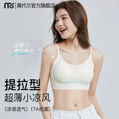 无痕内衣女夏薄款小胸聚拢细肩带运动美背抹胸防走光凉感背心文胸图片