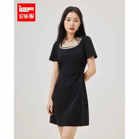 IEF/爱依服2025夏季新款法式高级感名媛千金风方领设计显瘦连衣裙图片