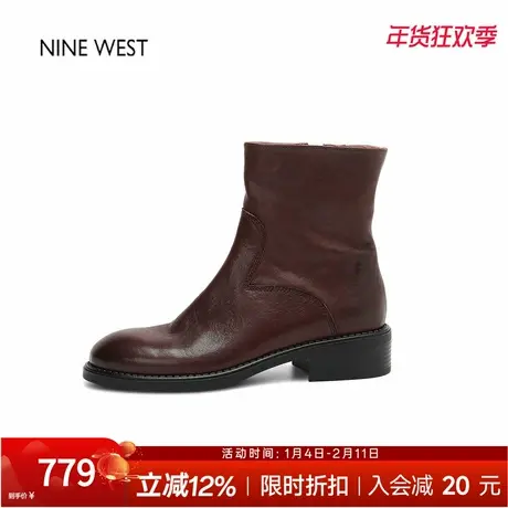 奥莱专供Nine West/玖熙圆头厚底马丁靴粗跟切尔西短靴巨好看靴子商品大图