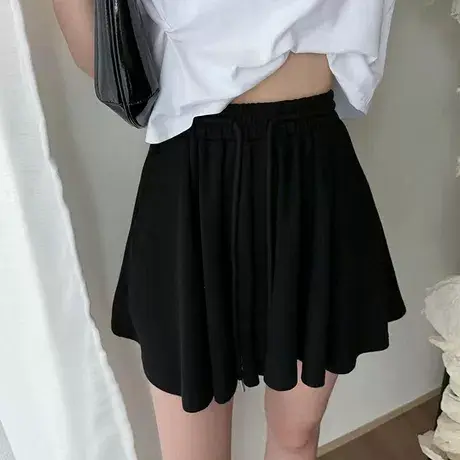 芭蕾风运动短裤女夏天2025新款高腰a字显瘦宽松阔腿休闲百褶裙裤图片
