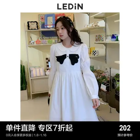 乐町蝴蝶结连衣裙早秋女白色衬衫裙C5FAC3C03图片