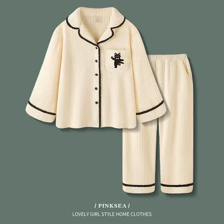 【设计师款】睡衣女春秋冬季可爱长袖珊瑚绒保暖可外穿家居服套装图片