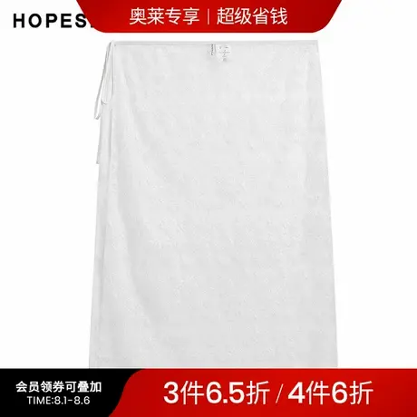 红袖夏季新款女装白色蕾丝绣花系带开叉直筒半身裙图片