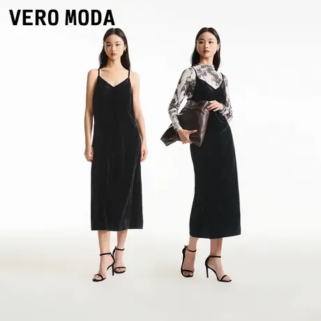 Vero Moda奥莱连衣裙夏季新款半高领网纱打底吊带丝绒裙子流行图片