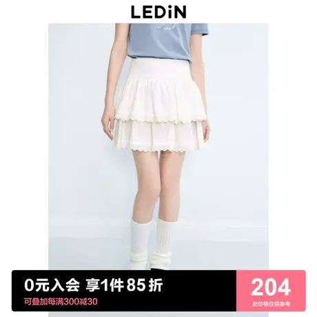 乐町甜美蛋糕裙小A字短款版型时尚秋新品少女蕾丝花边拼接中短裙图片