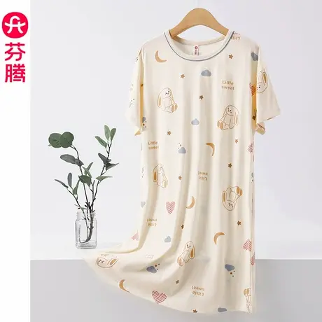 芬腾睡裙女士纯棉夏季可爱可外穿短袖睡衣女款孕妇裙子夏天连衣裙图片