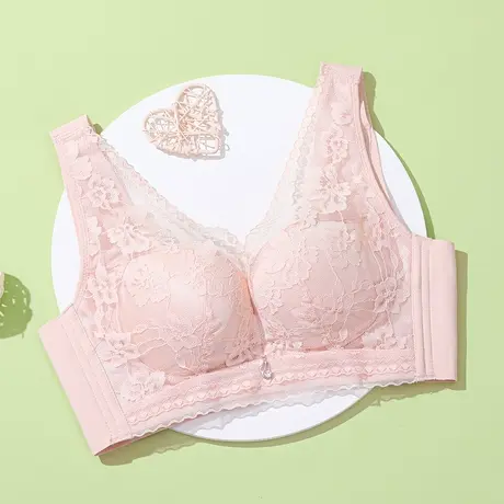 伊丝艾拉蕾丝无钢圈文胸 春夏新款聚拢调整型内衣女收副乳稳定BRA图片