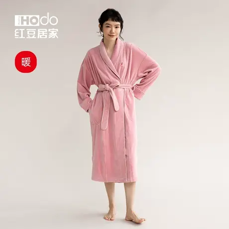 红豆居家【暖暖绒】情侣睡袍海岛绒抗静电睡衣家居服冬季男女浴袍图片