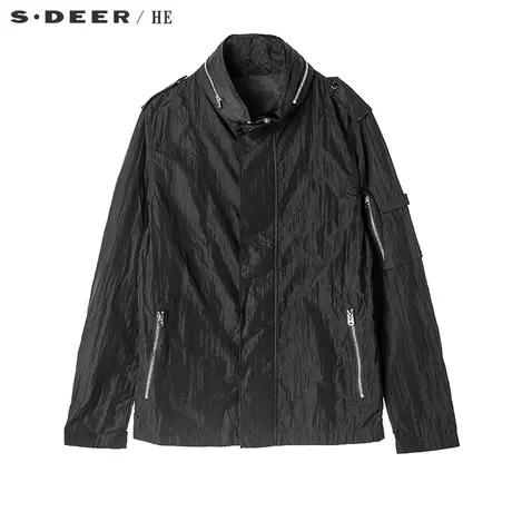 sdeerhe圣迪奥时尚前卫休闲金属拉链装饰酷帅肩袢设外套H16372212图片