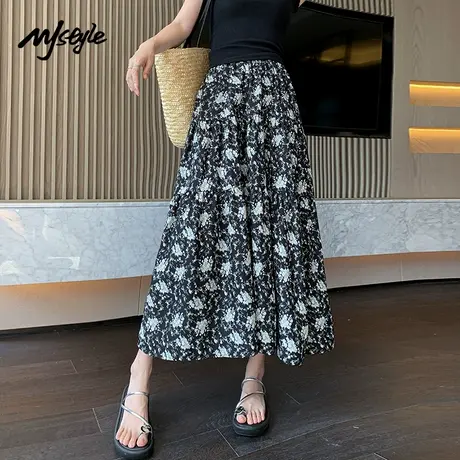 MJ STYLE碎花半身裙女2025夏季新款高腰显瘦中长款A字大裙摆长裙图片