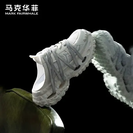 马克华菲正品半拖老爹鞋男办公室透气潮流一脚蹬休闲情侣内增高鞋图片