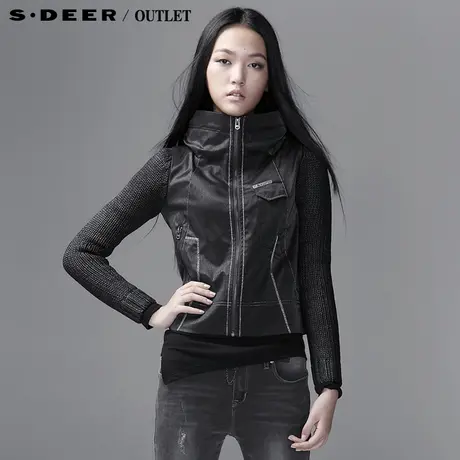 【多件多折】sdeer圣迪奥专柜正品女装冷硬黑立领连帽外套3382288商品大图
