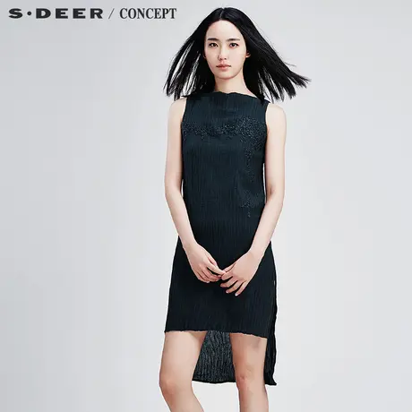 sdeer圣迪奥女棉麻民族绣花肌理连衣裙S16281279图片