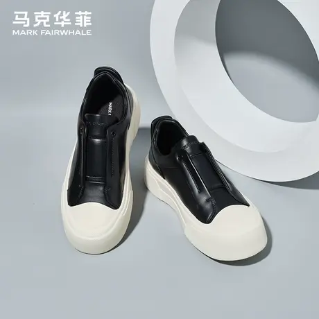 马克华菲男鞋夏季2025新款免系带厚底运动休闲鞋真皮百搭男士板鞋商品大图