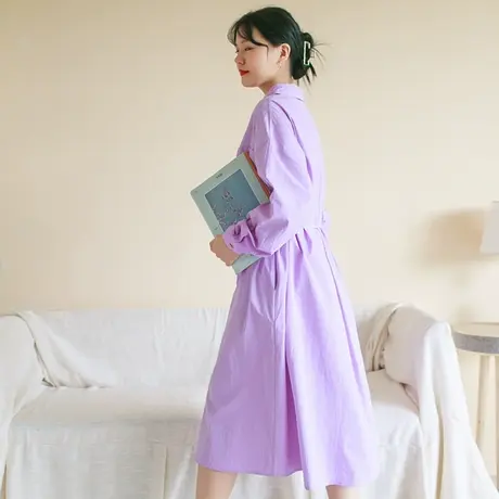 【买一送一】秋新品学院风棉质衬衫连衣裙大码文艺宽松衬衫裙图片