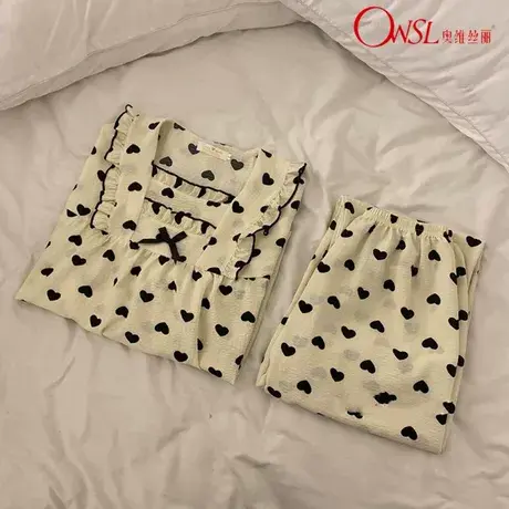 ins法式睡衣女心形长袖春秋季宫廷风韩版可外穿棉套装图片