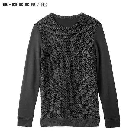 sdeerhe圣迪奥休闲简约面料拼接侧边金属拉链装饰针织衫H16373591图片