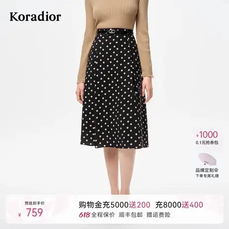 珂莱蒂尔2025年秋季新款经典通勤百搭复古波点半身裙子女中长款图片