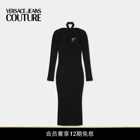 【新品】VERSACE JEANS COUTURE 女士Baroque搭扣镂空中长连衣裙图片