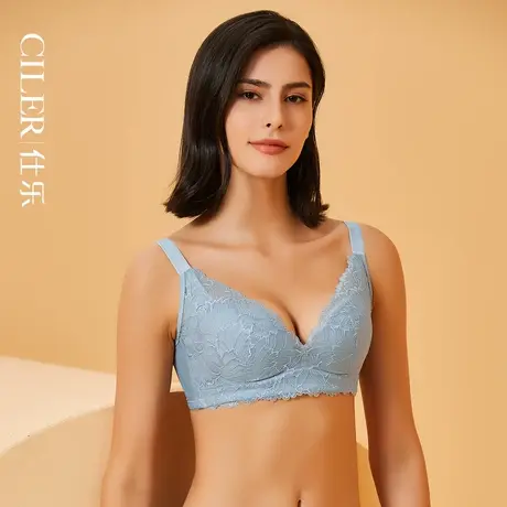 仕乐女士内衣无钢圈小胸聚拢上托防下垂收副乳薄款文胸红色本命年图片