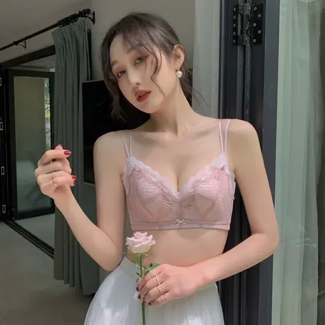 蕾丝内衣女薄款显瘦大胸显小bra无钢圈上托透气美背性感文胸套装图片