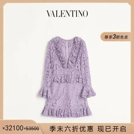 [季末优惠]华伦天奴VALENTINO女士重磅蕾丝短款连衣裙图片