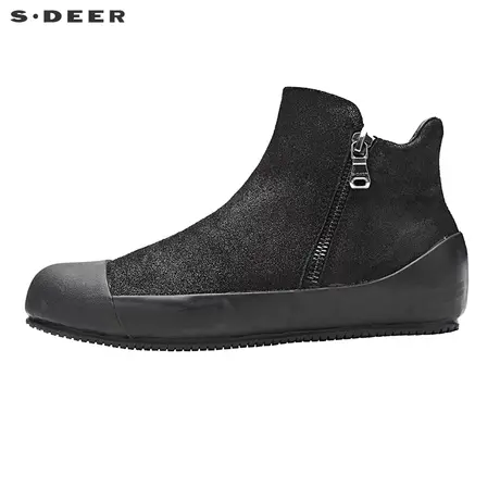 sdeer圣迪奥女装休闲鞋前拉链真皮牛皮板鞋S16483910图片