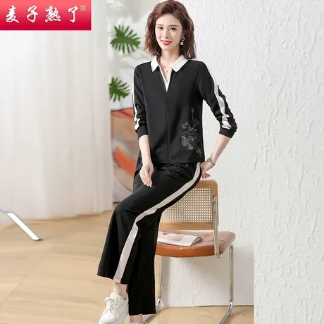 妈妈春秋装套装休闲两件套洋气运动服上衣新款冬阔太中老年人女装商品大图