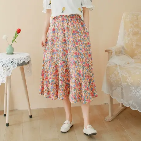 云子胖妹妹新款鱼尾花朵半身裙加大码2023夏装中长款半裙200斤女图片
