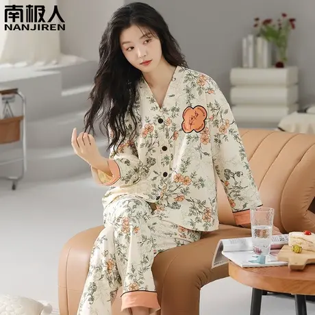 睡衣女春秋款 纯棉 女款冬季女士泫雅风套装家居服秋冬款2023新款商品大图