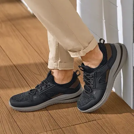 Skechers斯凯奇夏男轻质休闲鞋厚底高回弹舒适运动鞋软底舒适透气图片